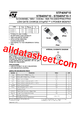 STB40NF10-1型号图片