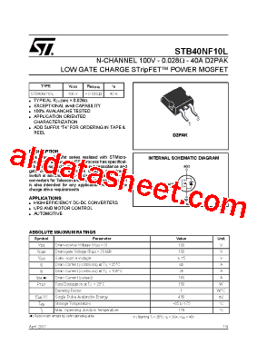 STB40NF10LT4型号图片