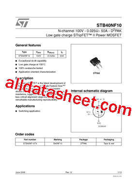 STB40NF10T4型号图片