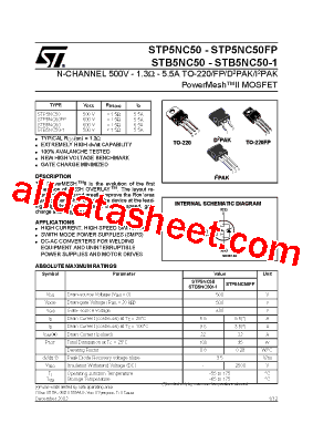 STB5NC50型号图片