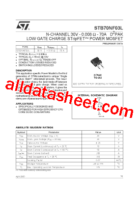 STB70NF03LT4型号图片