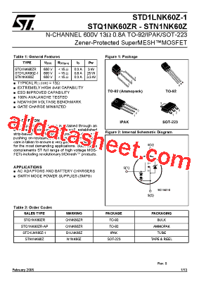 STD1LNK60Z-1型号图片