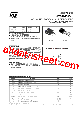 STD2NB50-1型号图片