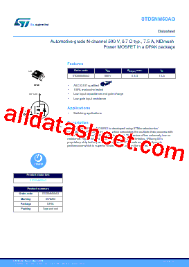 STD5NM50AG型号图片