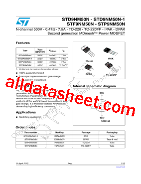 STD9NM50N型号图片