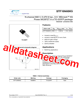 STF10N80K5型号图片