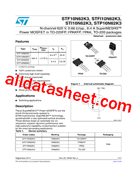 STFI10N62K3型号图片