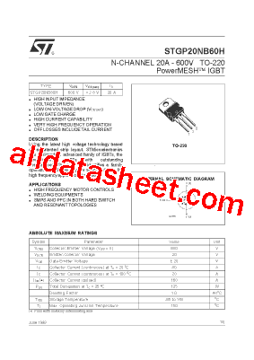 STGP20NB60H型号图片