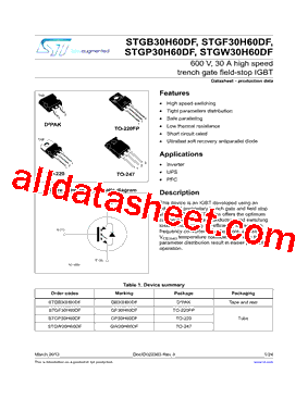 STGW30H60DF型号图片