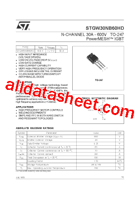 STGW30NB60HD型号图片