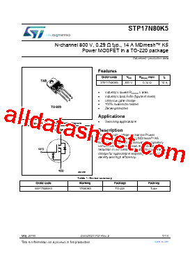 STP17N80K5型号图片