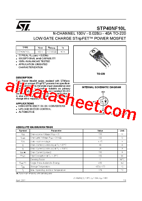 STP40NF10L型号图片