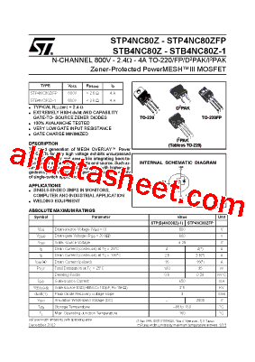 STP4NC80ZFP型号图片