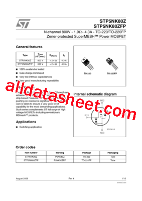 STP5NK80Z型号图片