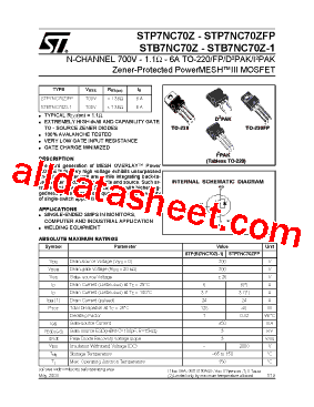 STP7NC70ZFP型号图片