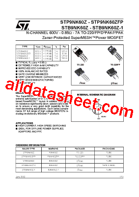 STP9NK60Z型号图片