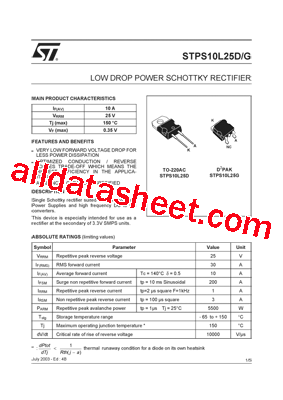 STPS10L25D型号图片