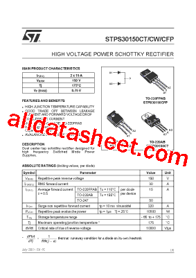 STPS30150CW型号图片