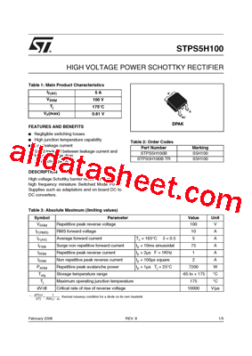 STPS5H100B型号图片