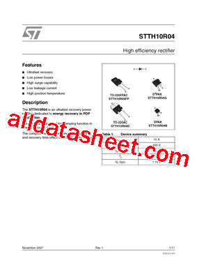 STTH10R04D型号图片