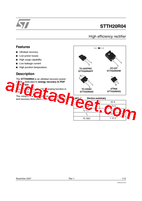 STTH20R04W型号图片
