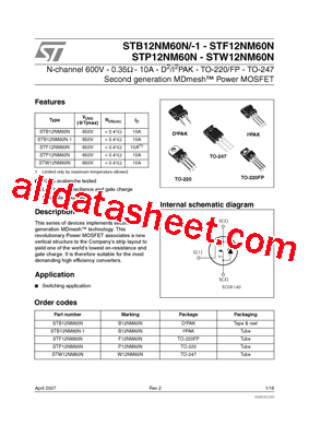 STW12NM60N型号图片