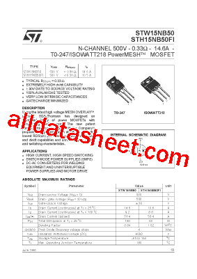 STW15NB50型号图片