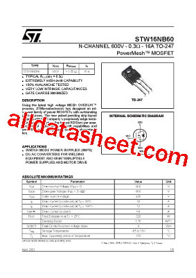 STW16NB60型号图片