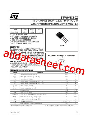 STW9NC80Z型号图片