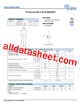 SUU10P06-280L型号图片