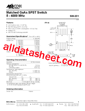 SW-231PIN型号图片