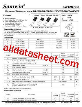 SW12N70D型号图片