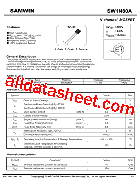 SW1N80A型号图片