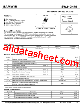 SW210N75型号图片