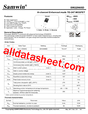 SW22N65D型号图片