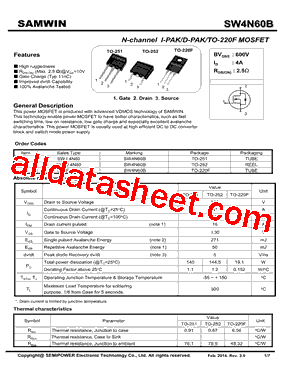 SW4N60B型号图片