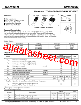 SW4N60D型号图片