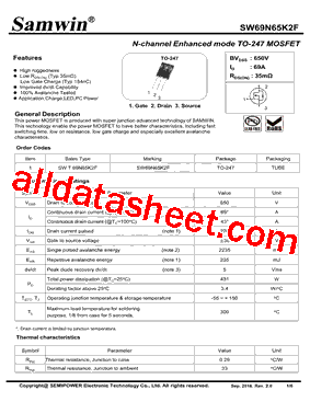 SW69N65K2F型号图片
