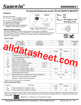 SW80N08V1型号图片