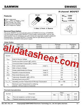 SWD4N65型号图片