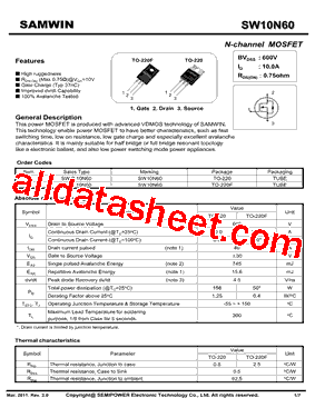 SWP10N60型号图片