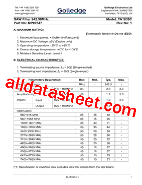 TA1839C型号图片