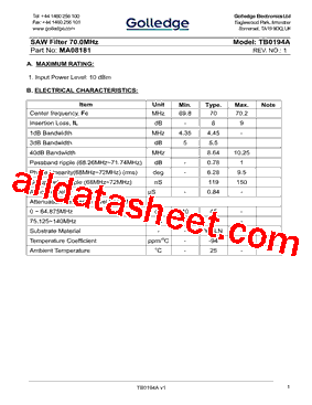 TB0194A型号图片