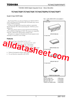 TC74ACT02F型号图片
