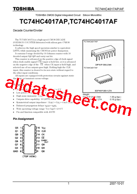 TC74HC4017AP型号图片