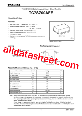 TC7SZ00AFE型号图片