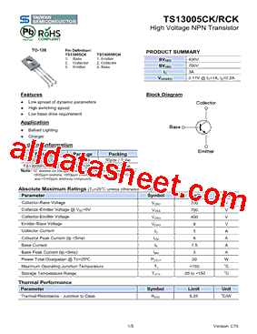 TS13005RCKC0G型号图片