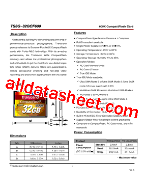 TS32GCF600型号图片