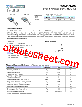 TSM10N80CZC0型号图片