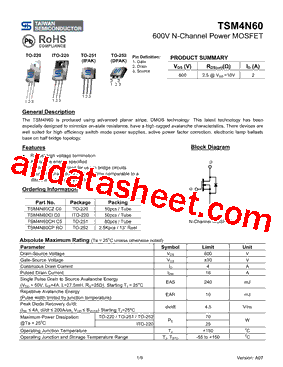 TSM4N60CZC0型号图片